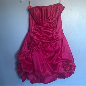 BouBou Pink Strapless Ruffled Formal Dress